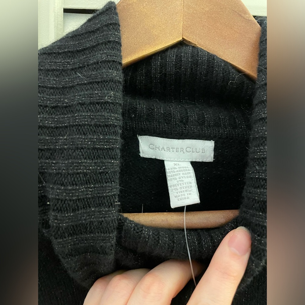 Charter club, black speckled turtle neck. XL - Picture 5 of 8